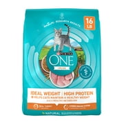 Purina One +Plus Ideal Weight High Protein Dry Cat Food Turkey, 16 lb Bag