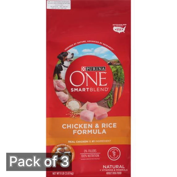 Purina ONE Smartblend Chicken and Rice, 8 lb (Pack of 3)