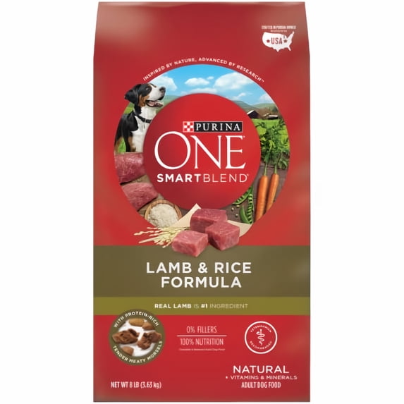 Purina ONE Dry Dog Food Lamb and Rice Formula - 8 lb. Bag (Pack of 4)