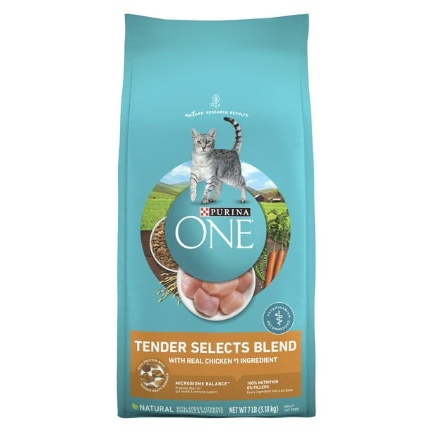 Purina One Tender Selects Blend Dry Cat Food Chicken, 7 Lb Bag 