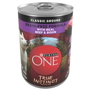 Purina One True Instinct Classic Ground Wet Dog Food, Grain-Free, 13 oz Cans