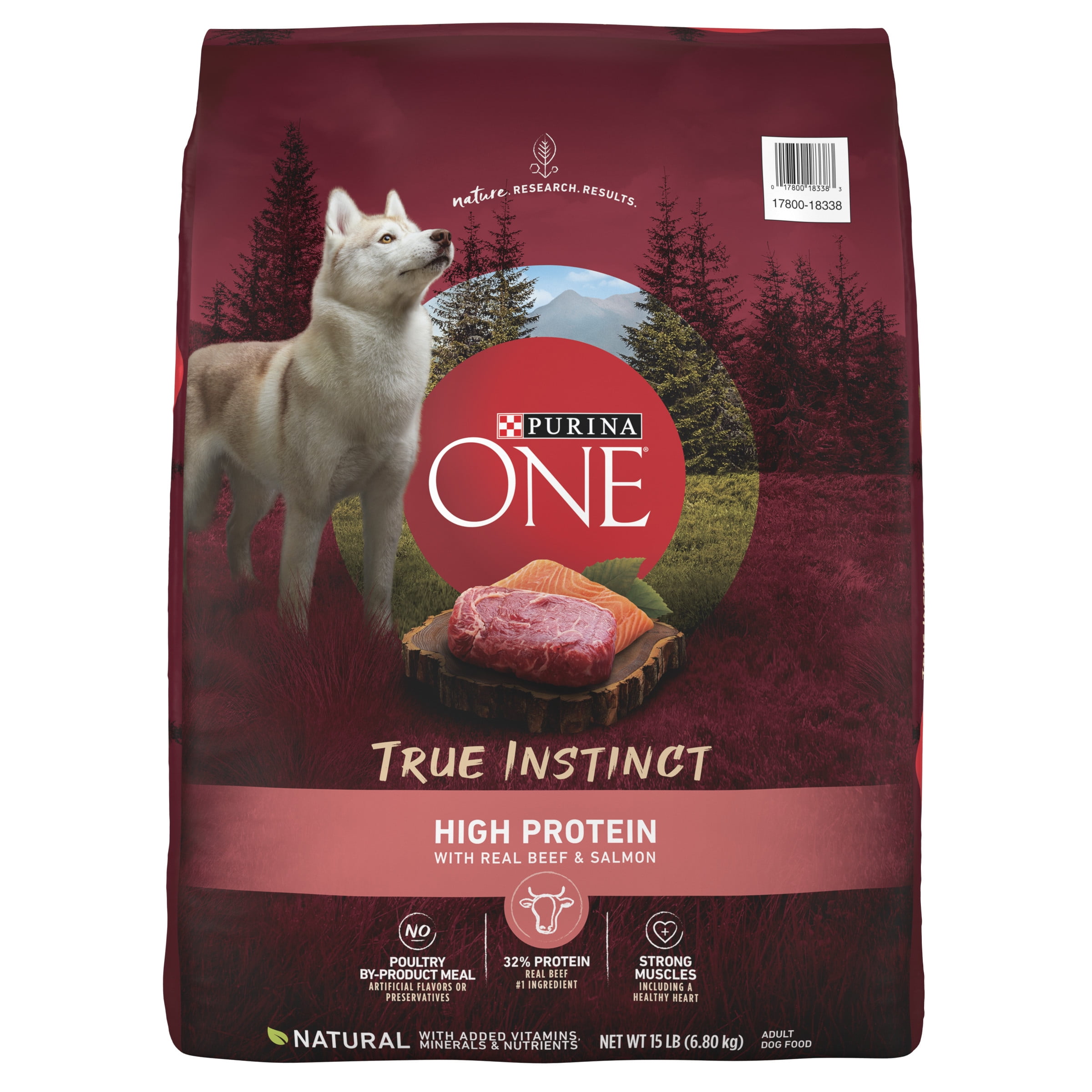 Purina One True Instinct Dry Dog Food Beef and Salmon, 15 lb Bag