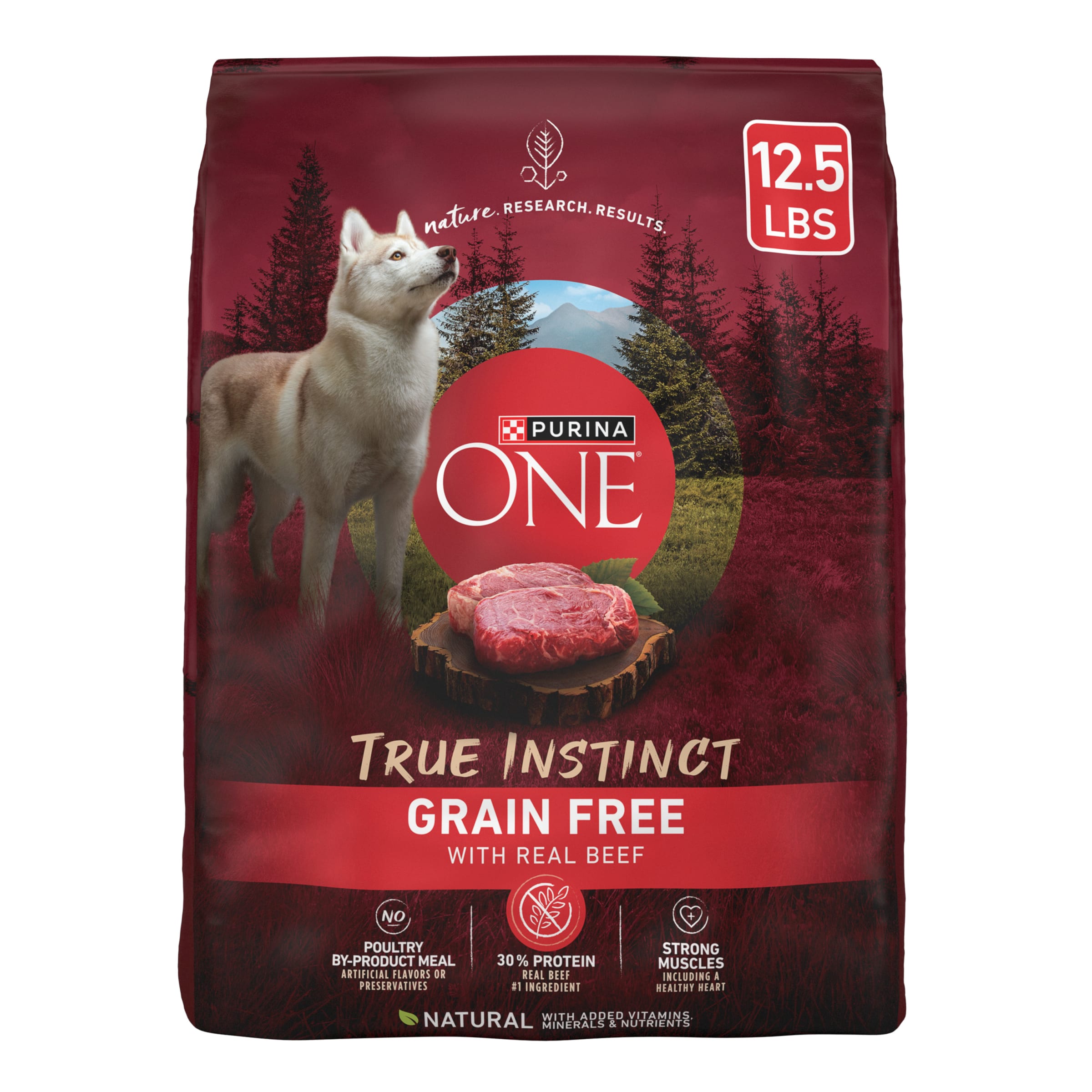 Purina One True Instinct Dry Dog Food, Muscle & Joint Support, Grain-Free Real Beef, 12.5 lb Bag - image 1 of 11