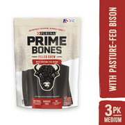 Purina Prime Bones Dog Bone Natural Medium Dog Treats Filled Chew With Pasture-Fed Bison 11.3 oz. Pouch