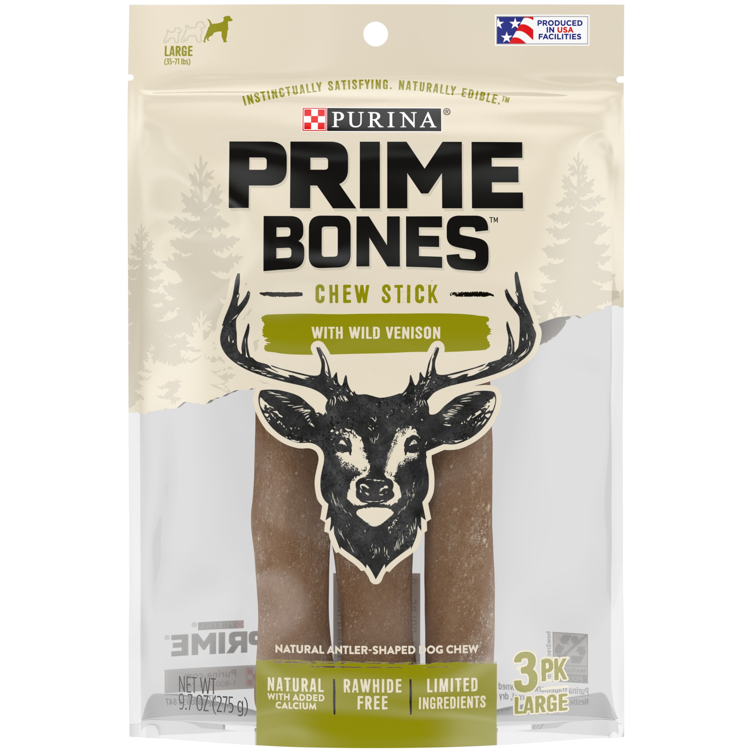 Prime Bones Chew Stick With Venison for Large Dogs