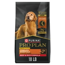 Purina Pro Plan Adult 7 Plus Complete Essentials Shredded Blend Beef and Rice Formula High Protein Dog Food for Senior Dogs, 18 lb Bag
