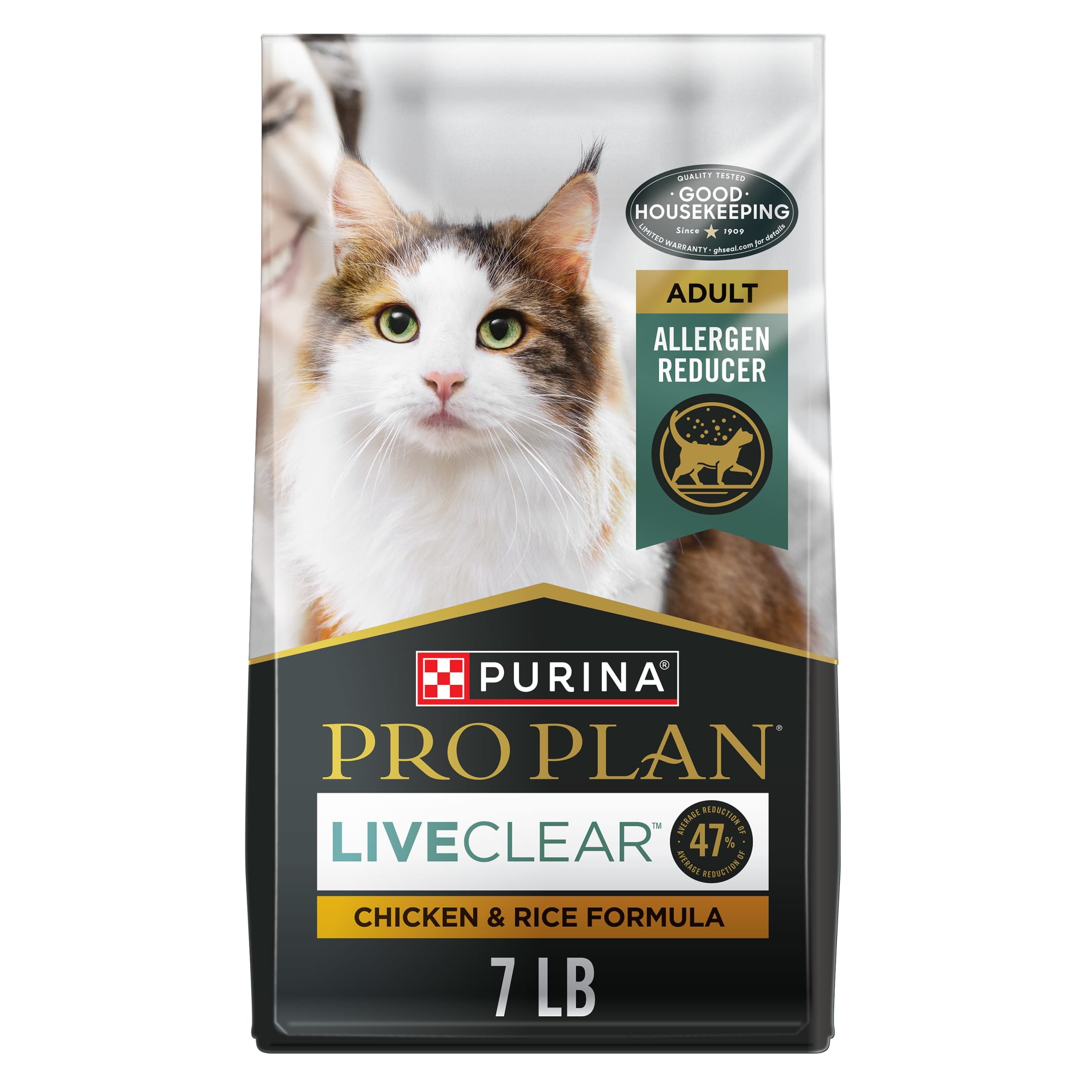 Purina Pro Plan Allergen Reducing, High Protein Cat Food, LIVECLEAR Chicken and Rice Formula, 7 lb. Bag
