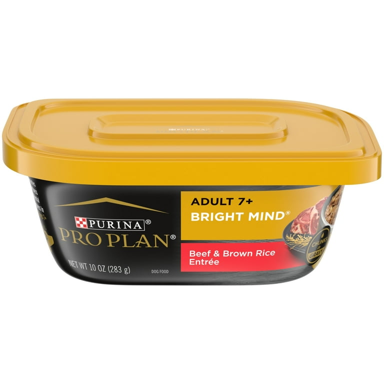 Purina Pro Plan Bright Mind Adult 7+ Beef and Brown Rice Entree Dog Food Tray