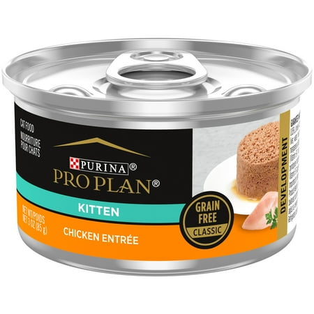 Purina Pro Plan Chicken Wet Cat Food for Kittens, Grain-Free, 3 oz Cans (24 Pack)