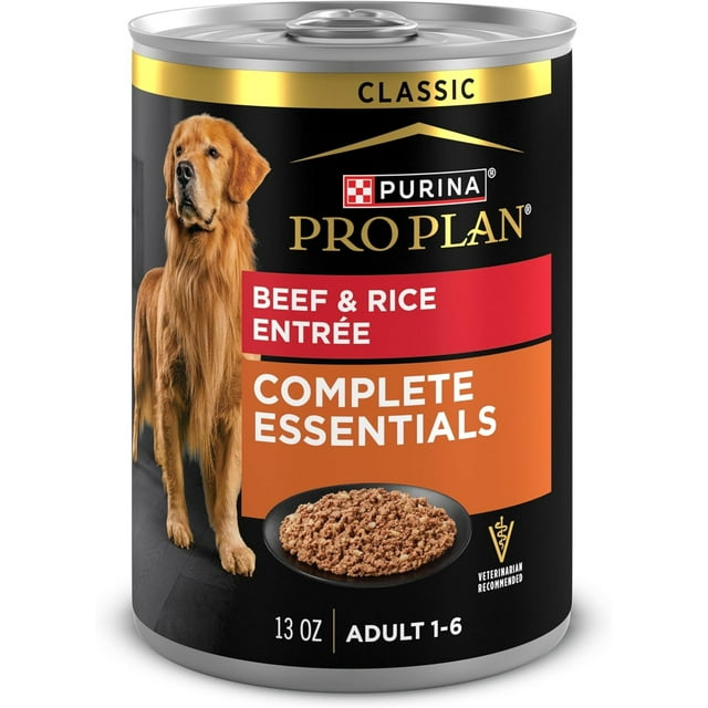Purina Pro Plan Complete Essentials Classic Pate Dog Food, Beef and Rice Entrée, 13 oz Can ( 1 Pack)