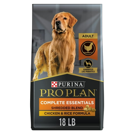 Purina Pro Plan Dry Dog Food for Adult Dogs Complete Essentials High Protein, Real Chicken & Rice, 18 lb Bag