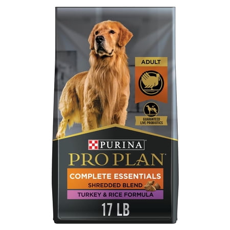 Purina Pro Plan Complete Essentials Dry Dog Food Shredded Blend for Adults, Turkey & Rice, 17 lb Bag