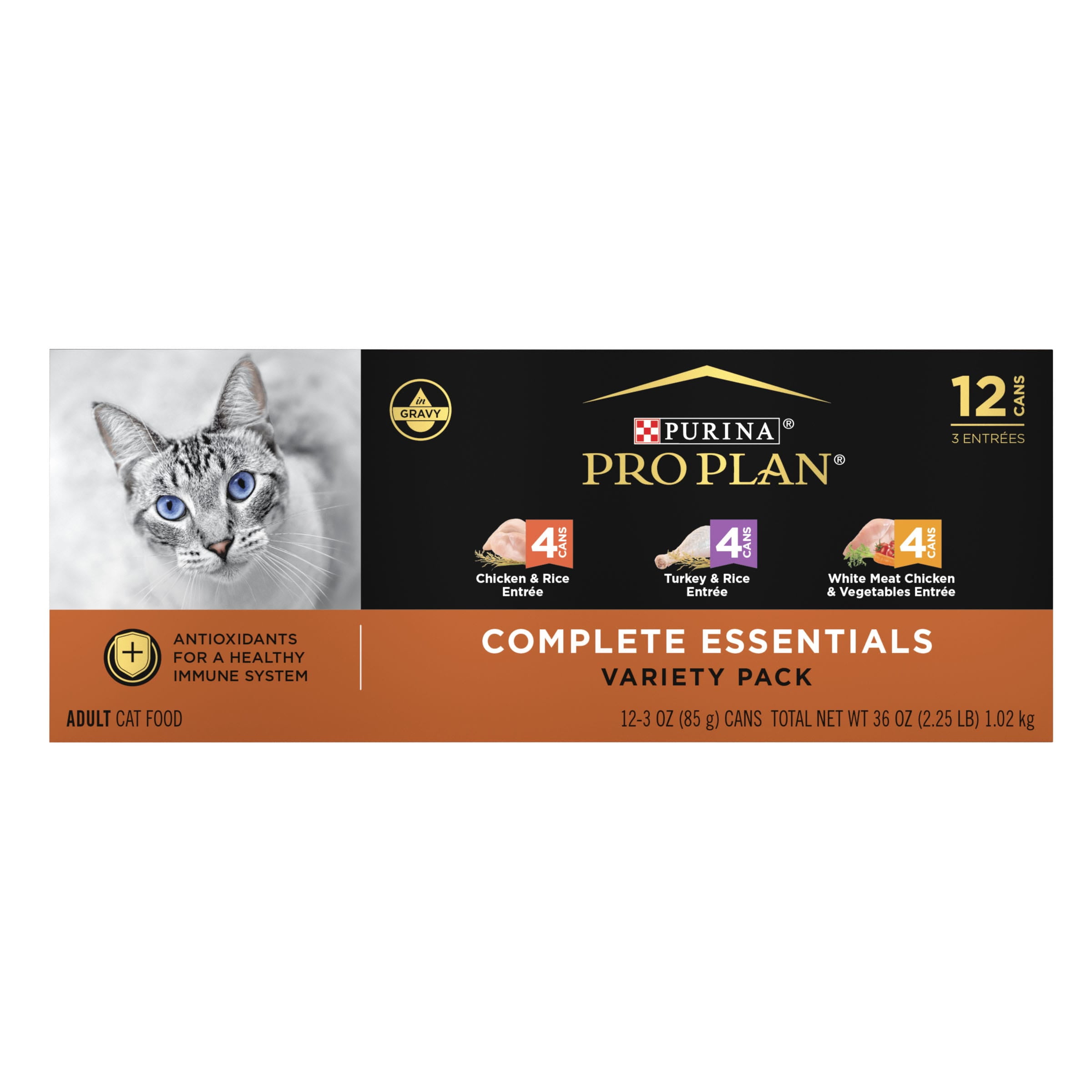 Purina Pro Plan Complete Essentials Gravy Wet Cat Food Variety Pack Chicken and Turkey Favorites