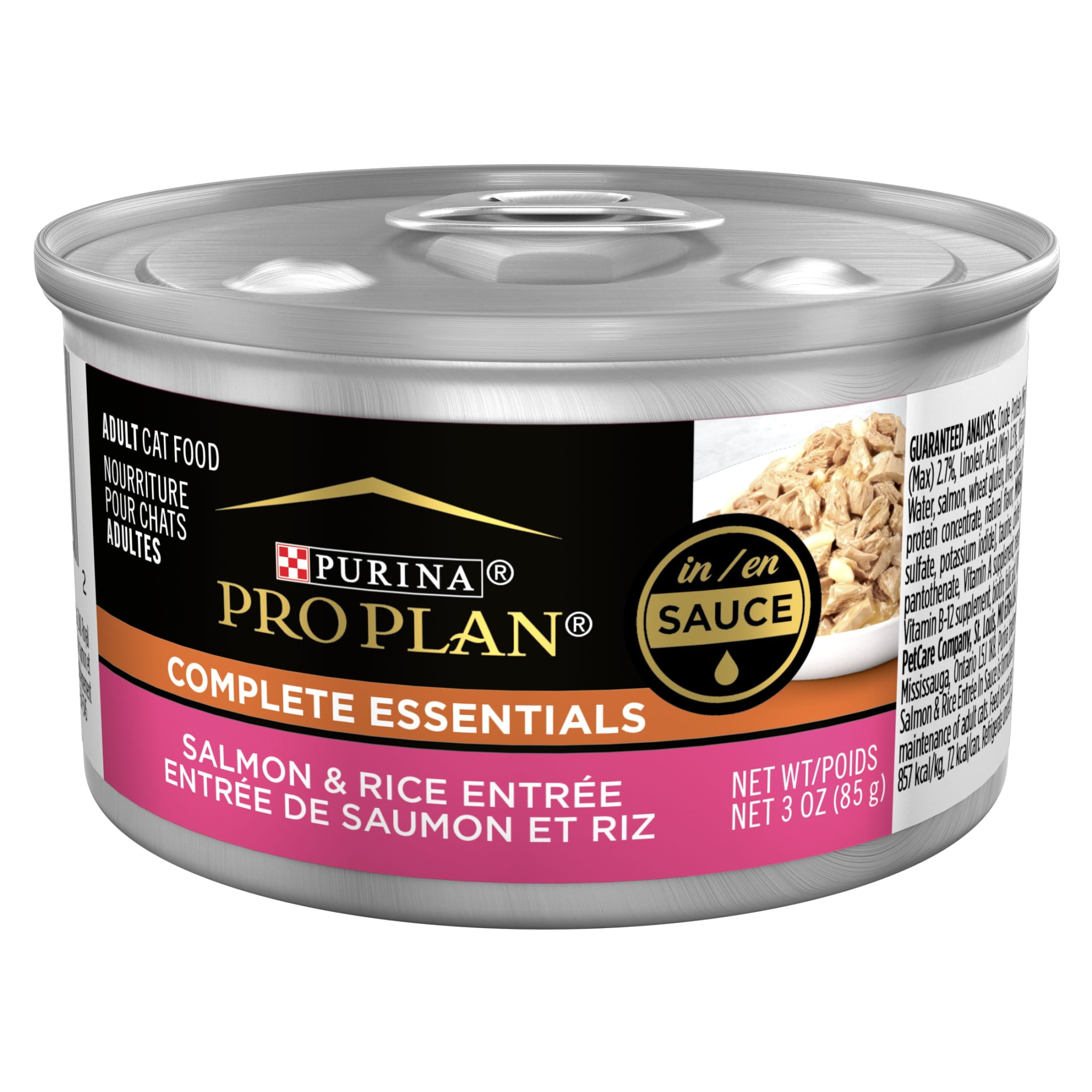 Purina Pro Plan Complete Essentials, Salmon Rice, Wet Cat Food, 3 oz Cans, 24 Pack