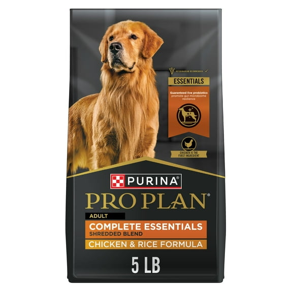 Purina Pro Plan Complete Essentials Shredded Blend Chicken and Rice Dry Dog Food Formula with Probiotics for Dogs