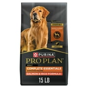 Purina Pro Plan Complete Essentials مزيج مبشور من سمك السلمون والأرز تركيبة طعام جافة للكلاب مع البروبيوتيك للكلاب، كيس 15 رطلاً
