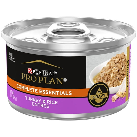 Purina Pro Plan Complete Essentials,Turkey Rice, Wet Cat Food 3 oz Cans, 24 Pack