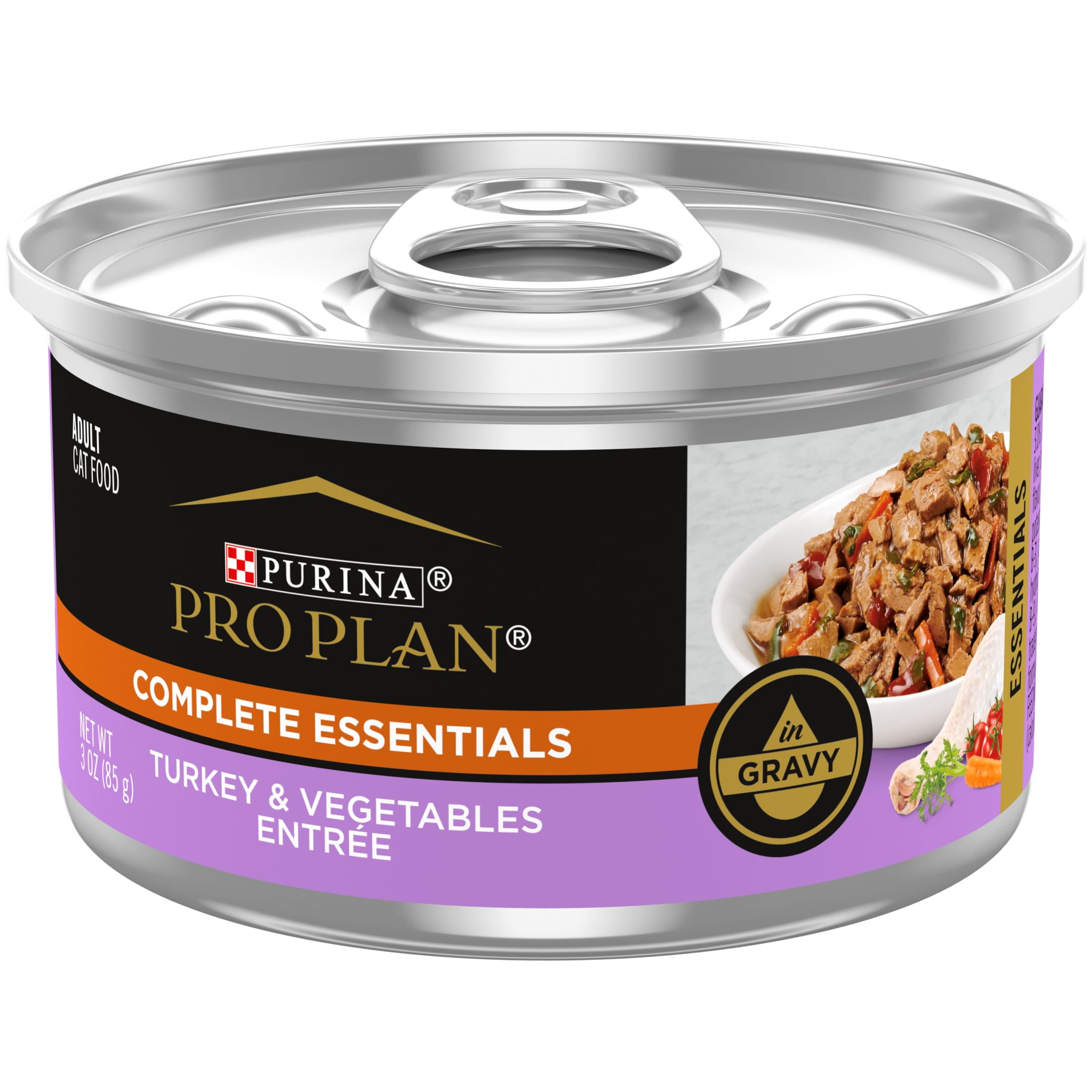 Purina Pro Plan Complete Essentials, Turkey Vegetables, Wet Cat Food 3 oz Cans, 24 Pack