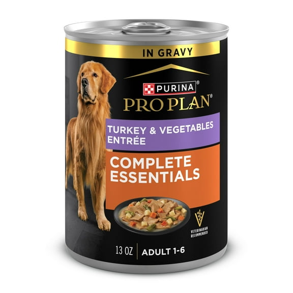 Purina Pro Plan Complete Essentials Turkey and Vegetables Entree In Wet Dog Food Gravy, 13 oz. Can