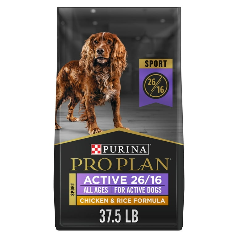 Purina Pro Plan Active Dry Dog Food High Protein SPORT 26 16 with Chicken Rice 37.5 lb Bag Walmart