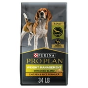 Purina Pro Plan Dry Dog Food for Adult Dogs High Protein Weight Management, Chicken & Rice, 34 lb Bag