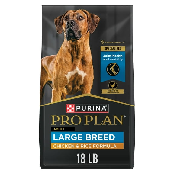 Purina Pro Plan Dry Dog Food for Large Adult Dogs High Protein,  Real Chicken & Rice, 18 lb Bag