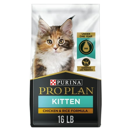 Purina Pro Plan Dry Kitten Food for Kittens Chicken Rice Dry Cat Food, 16 lb Bag