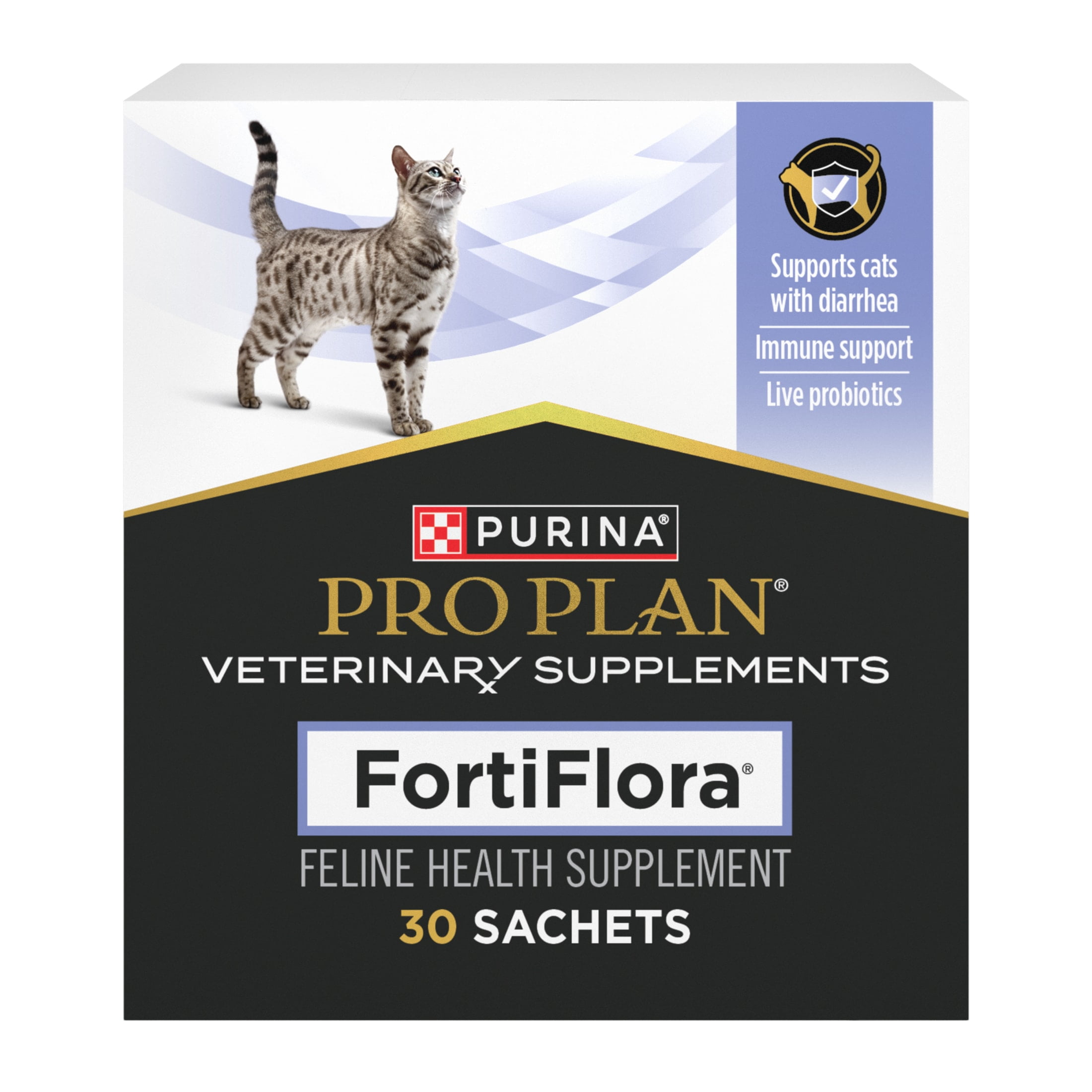 Purina Pro Plan Veterinary Supplements FortiFlora Cat Probiotic Supplements for Cats with Diarrhea, 30 Ct Box