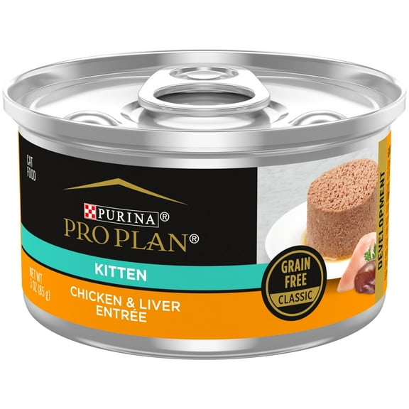 Purina Pro Plan, Grain-Free Chicken & Liver, Wet Kitten Food, 3 oz Cans, 24 Pack
