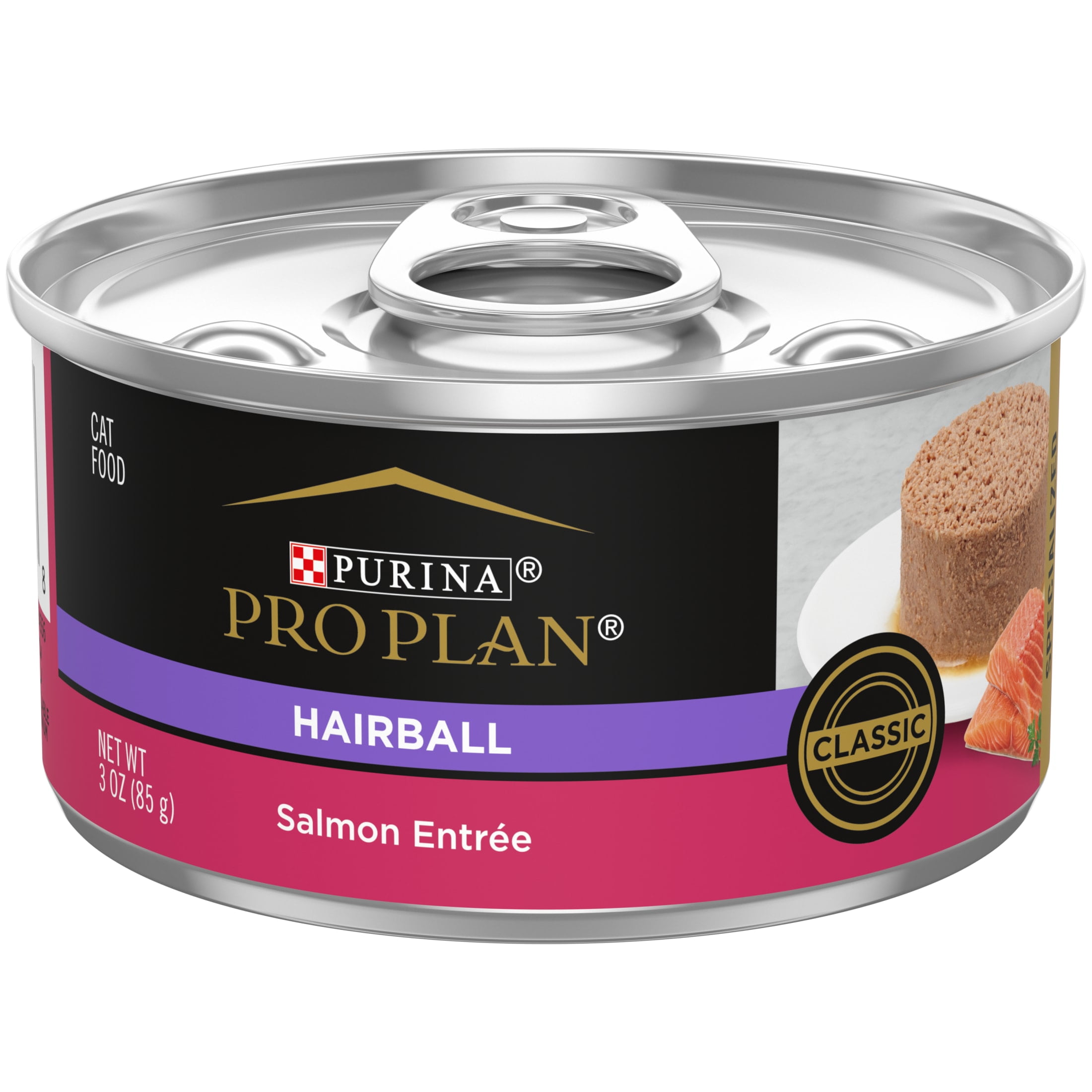 Purina Pro Plan Hairball Control Cat Food Wet Pate, Hairball Control Salmon Entree, 3 oz Can