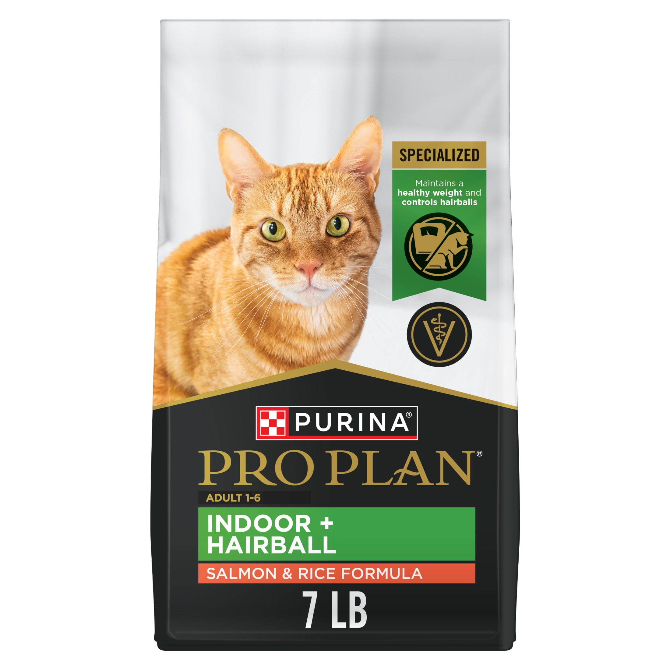 Purina Pro Plan Hairball, Indoor Dry Cat Food, Salmon & Rice, 7 lb Bag