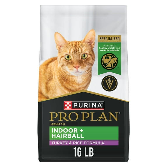 Purina Pro Plan Adult Dry Cat Food Indoor + Hairball Turkey and Rice Formula