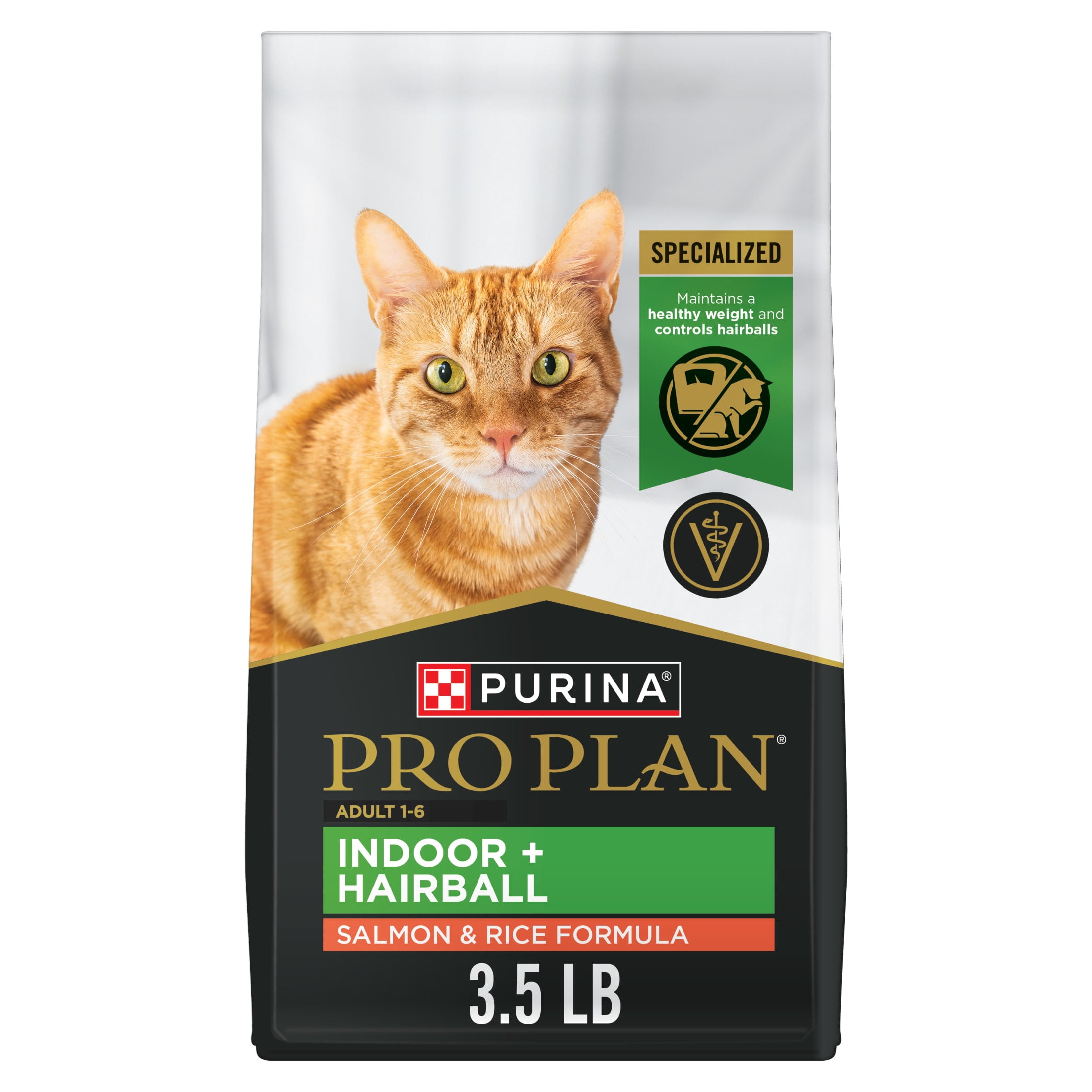 Purina Pro Plan Hairball, Indoor Dry Cat Food, Salmon & Rice, 3.5 lb Bag