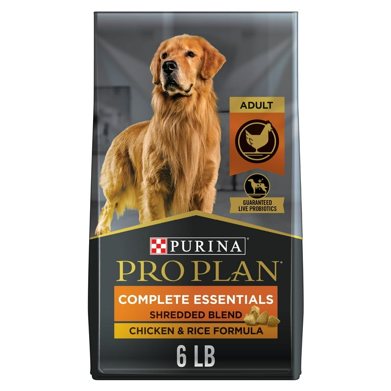 Purina Pro Plan High Protein Dog Food With Probiotics for Dogs Shredded Blend Chicken Rice Formula 6 lb. Bag