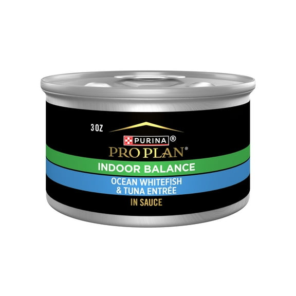 Purina Pro Plan Indoor Balance Ocean Whitefish and Tuna in Sauce Cat Food Wet Formula, 3 oz Can