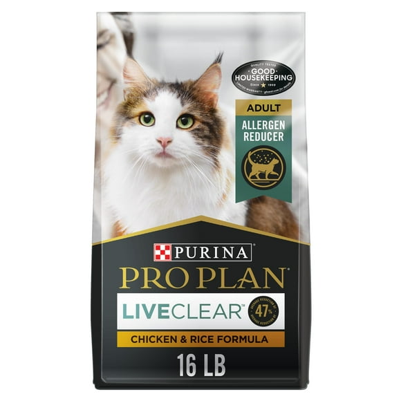 Purina Pro Plan Liveclear Dry Cat Food, Chicken & Rice, 16 lb Bag