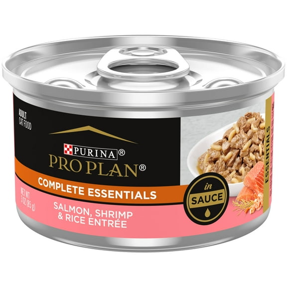 Purina Pro Plan Complete Essentials, Salmon, Shrimp & Rice, Wet Cat Food Pate, 3 oz Can
