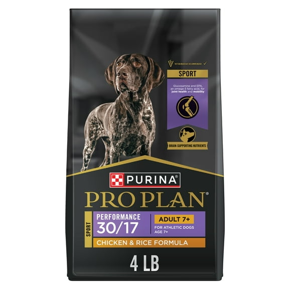 Purina Pro Plan Sport Adult 7 Plus Performance 30/17 Chicken and Rice High Protein Dog Food Dry Formula, 4 lb Bag