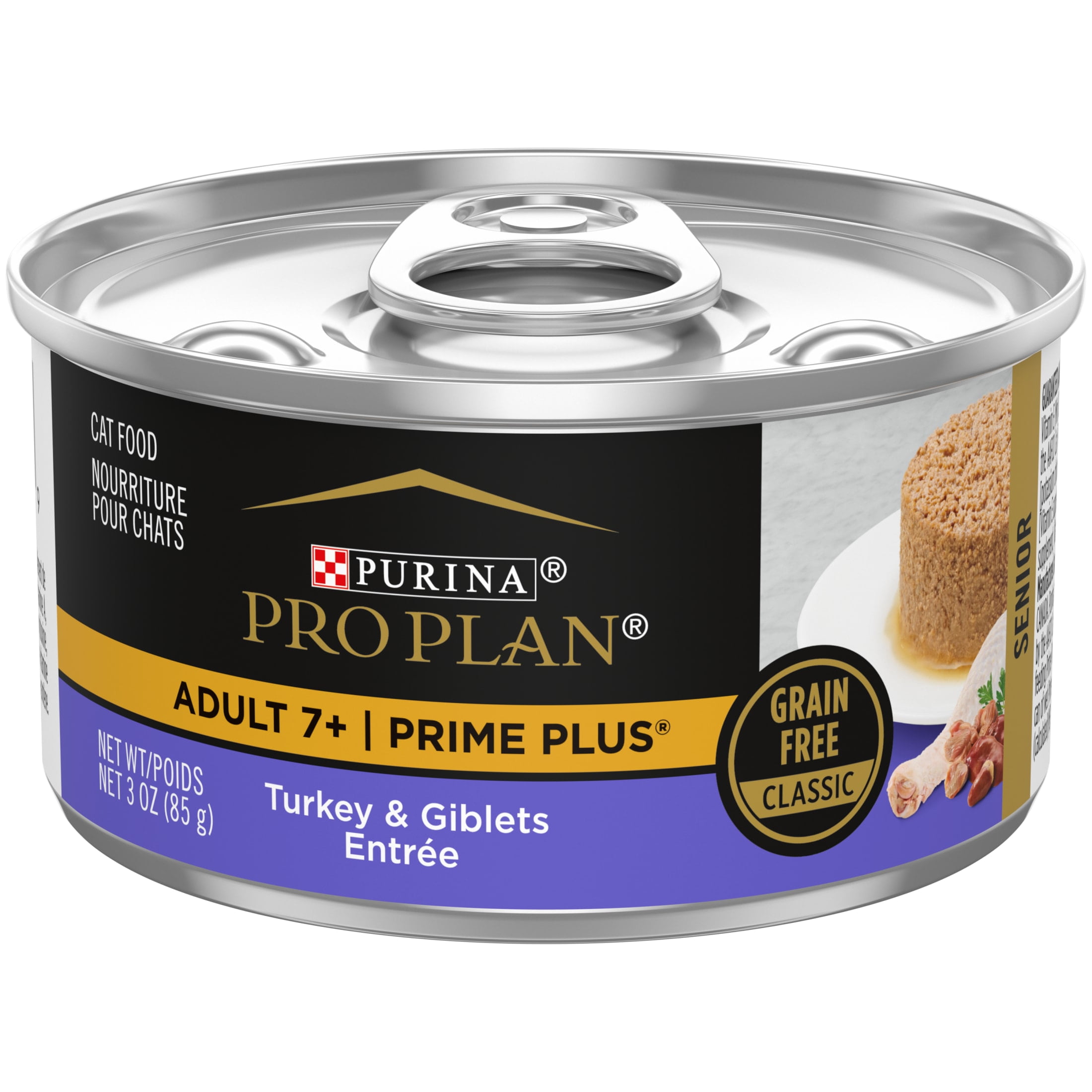 Purina Pro Plan Prime Plus, Grain-Free Turkey and Giblets, Wet Cat Food, 3 oz Cans, 24 Pack