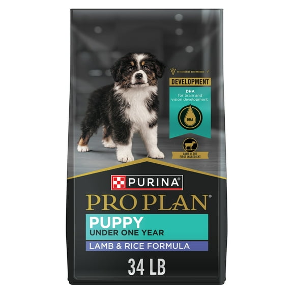 Purina Pro Plan Puppy Dry Dog Food, Dogs Under 1 Year, High Protein Real Lamb & Rice Formula, 34 lb Bag