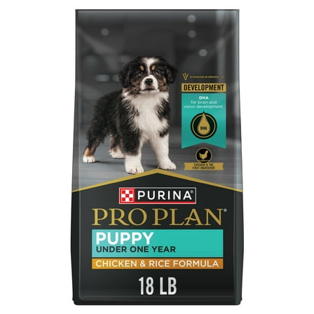 Purina Pro Plan Puppy Dry Dog Food, Lean Muscle Support, High Protein Chicken & Rice, 18 lb Bag