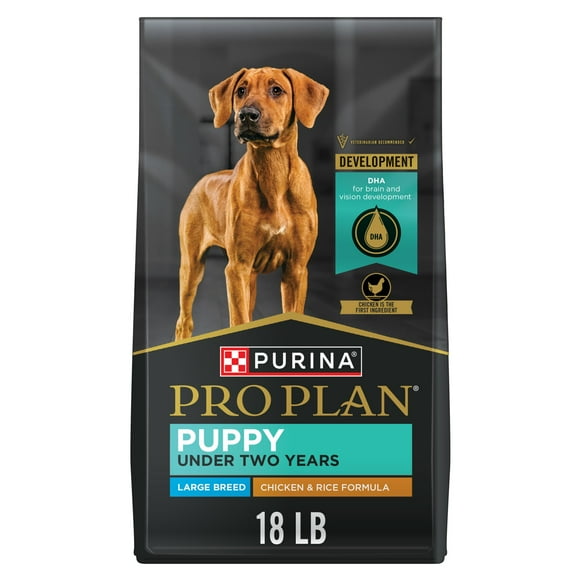 Purina Pro Plan Puppy Dry Dog Food for Large Dogs Under 2 Years, Real Chicken & Rice, 18 lb Bag