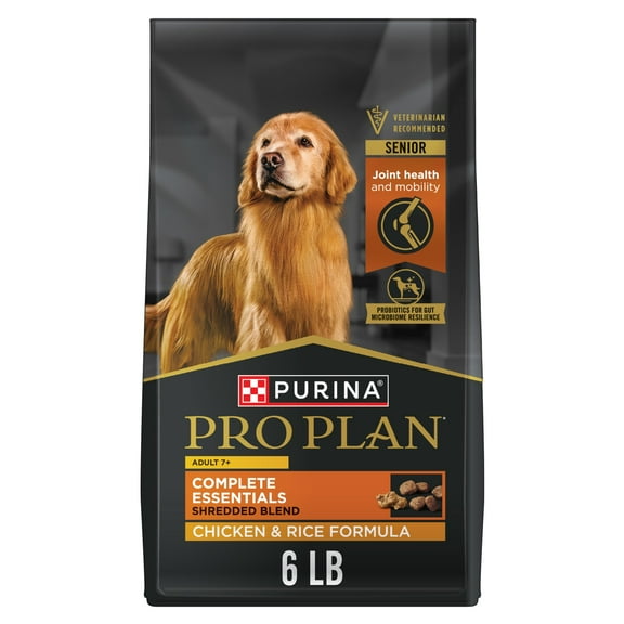 Purina Pro Plan Senior Dog Food With Probiotics for Dogs, Shredded Blend Chicken & Rice Formula, 6 lb. Bag