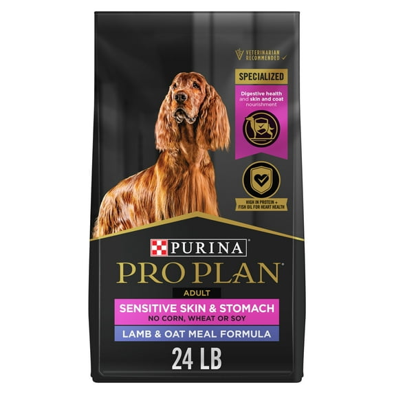 Purina Pro Plan Sensitive Skin and Sensitive Stomach Dog Food Lamb and Oatmeal Formula, 24 lb Bag