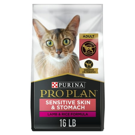Purina Pro Plan Sensitive Skin and Stomach Lamb Rice Dry Cat Food, 16 lb Bag