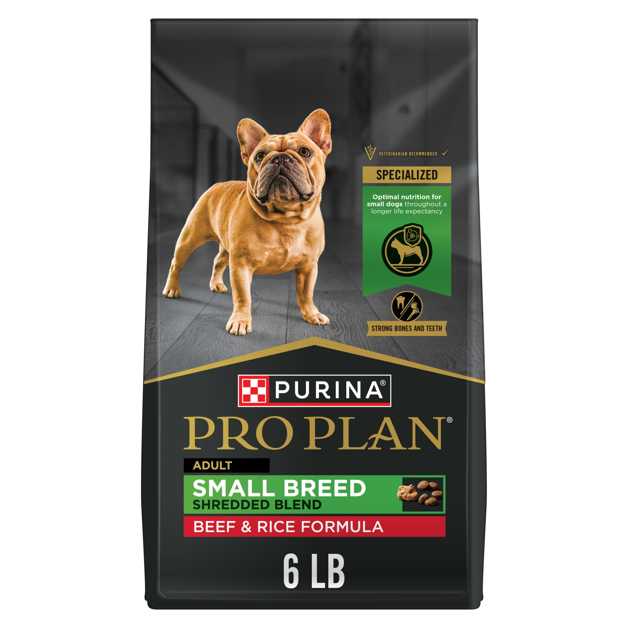 Purina Pro Plan Small Breed Dog Food, Shredded Blend Beef and Rice Formula With Guaranteed Live Probiotics