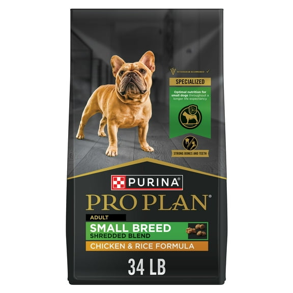 Purina Pro Plan Small Breed Dog Food Shredded Blend Chicken and Rice Formula with Guaranteed Live Probiotics, 18 lb Bag