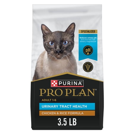 Purina Pro Plan Adult Urinary Tract Health Chicken and Rice Formula Dry Cat Food, 3.5 lb, 4 Pack