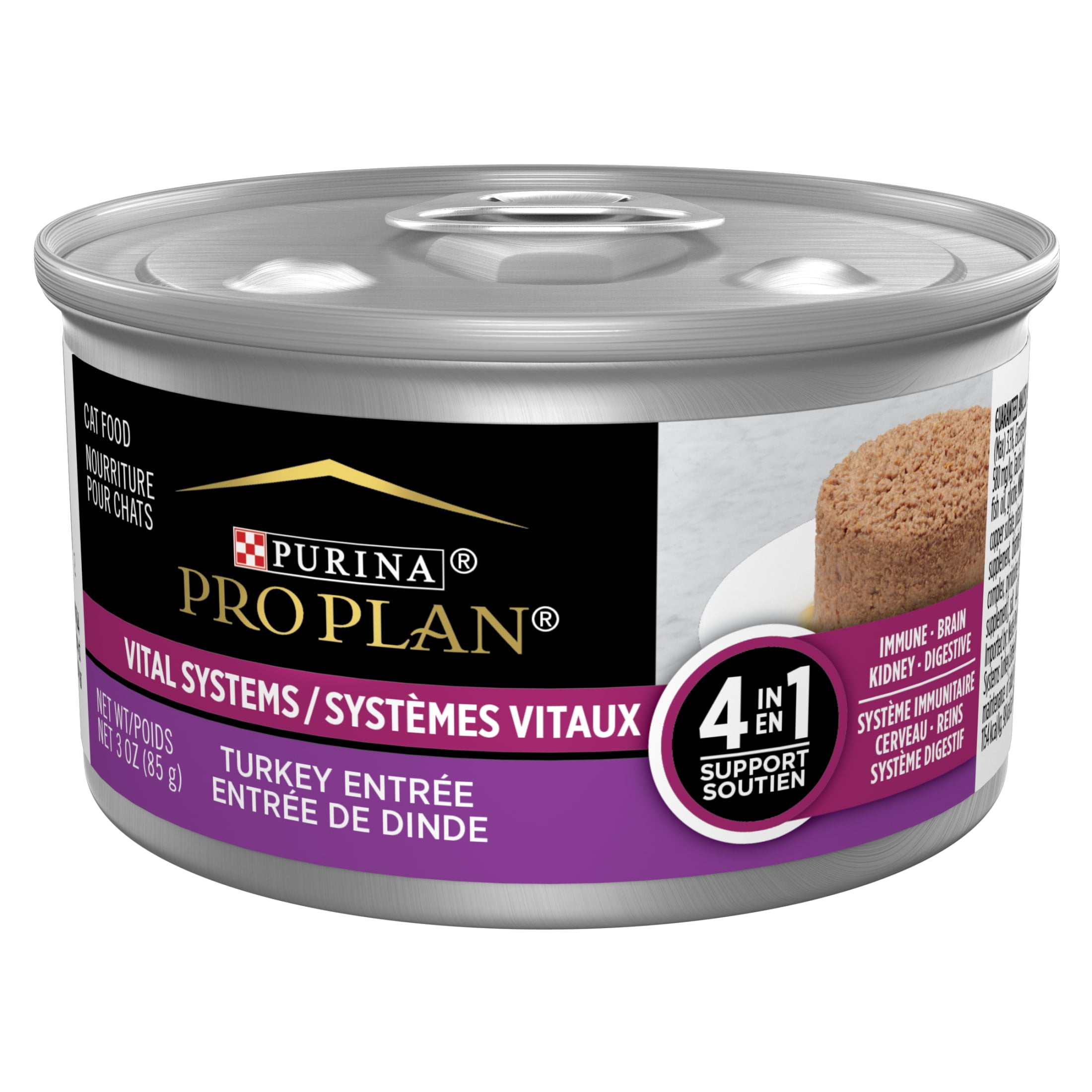 Purina Pro Plan Vital Systems Turkey Wet Cat Food Pate 4-in-1 brain, kidney, digestive and immune formula