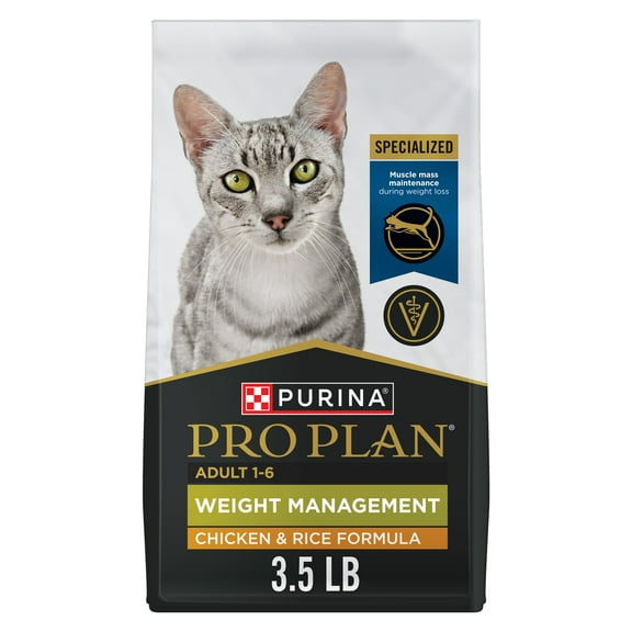 Purina Pro Plan Weight Management Dry Cat Food, Chicken & Rice, 3.5 lb Bag